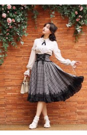 Faeries Daffodil Grey and Green Check Skirt(Reservation/2 Colours/Full Payment Without Shipping)